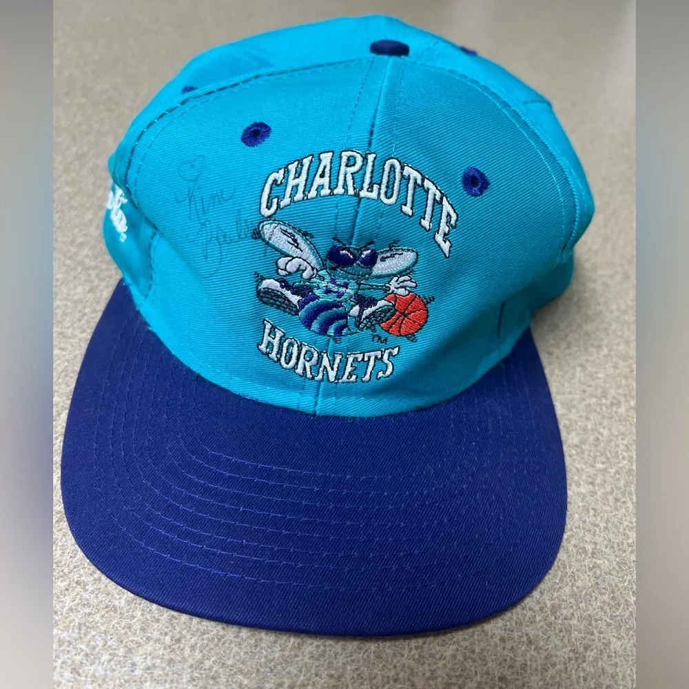 Vintage 90s Charlotte Hornets Coca-Cola Snapback Hat Signed by Honeybee - Picture 2 of 9